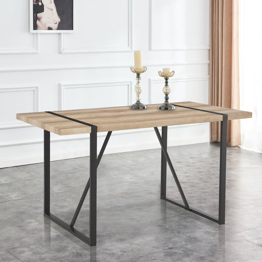 Rustic Industrial Rectangular Wood Dining Table For 4-6 Person, With 1.5 Thick Engineered Wood Color Tabletop And Black Metal Legs,Desk For Kitchen Dining Living Room, 55.1 X 31.4 X 29.9 1529W115172
