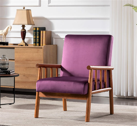 25 Wide Classic Mid-Century Modern Arm Chair, Eggplant