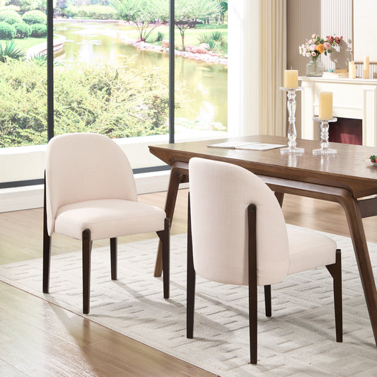Wooden Dining Chairs Set Of 2, Modern Fabric Upholstered Dining Room Chair Kitchen Chairs, Farmhouse Dinner Chair For Kitchen Dining Room