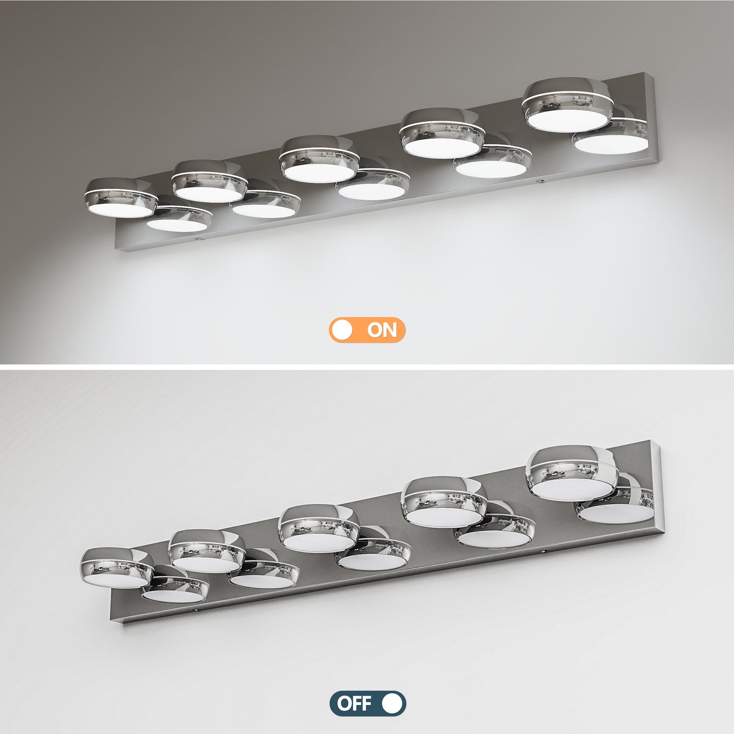LED Vanity Lights 35in Bathroom Lights Fixtures Over Mirror 5 Light LED Lighting Fixture For Bathroom 18W Mirror Lighting Fixture Modern Bath Light Bar Chrome Bath
