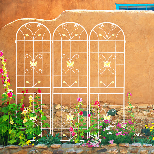 4 Pack Metal Garden Trellis 86.7 X 19.7 Rustproof Trellis For Climbing Plants Outdoor Flower Support Cream White