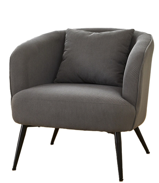 Velvet Accent Chair With Pillow, Modern Upholstered Armchair With Metal Legs, Comfy Barrel Chair For Living Room Bedroom