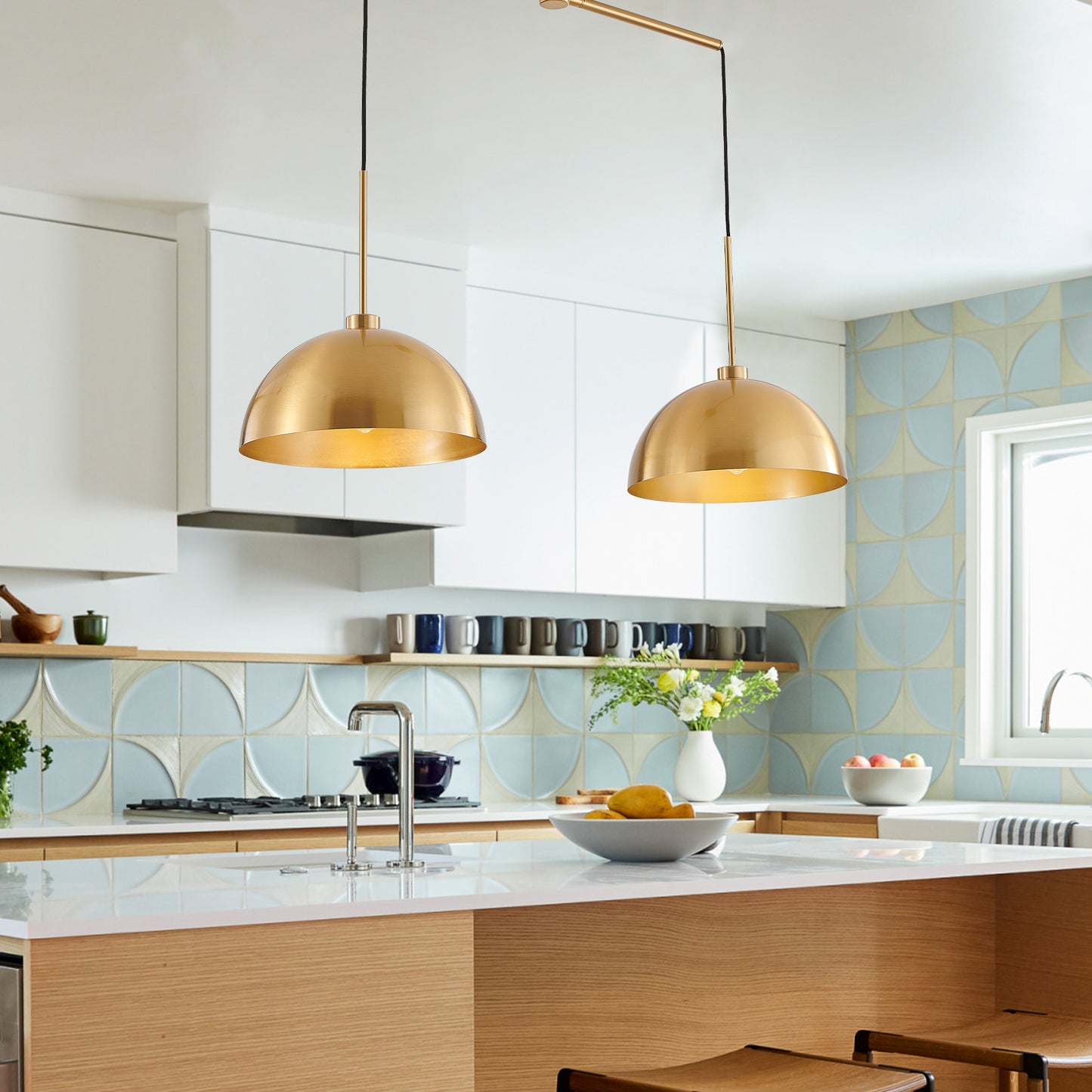 41 Industrial Modern Copper Color Double Pendant Light - Adjustable Ceiling Hanging Lamp With Bright Finish For Dining Room, Kitchen, Or Living Room -Stylish And Durable Lighting Fixture No Bulbs
