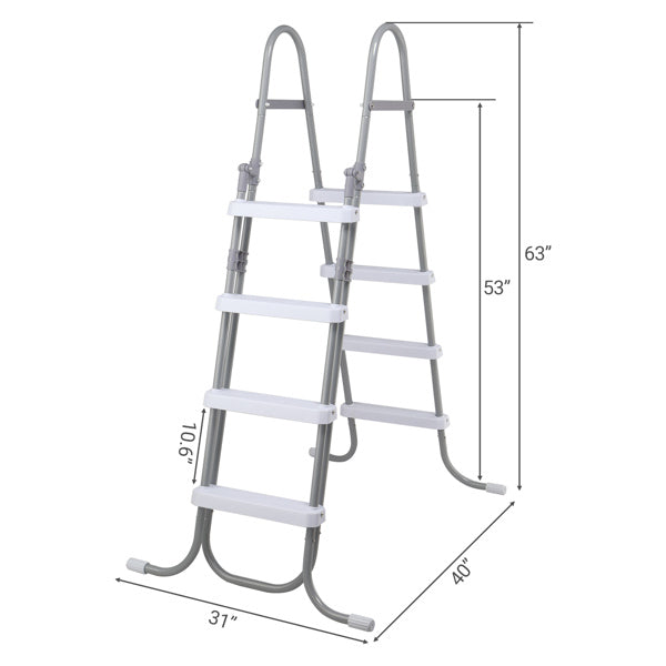 4 Steps 52in Pool Ladder Iron Grey Frame White Steps Safety Ladder