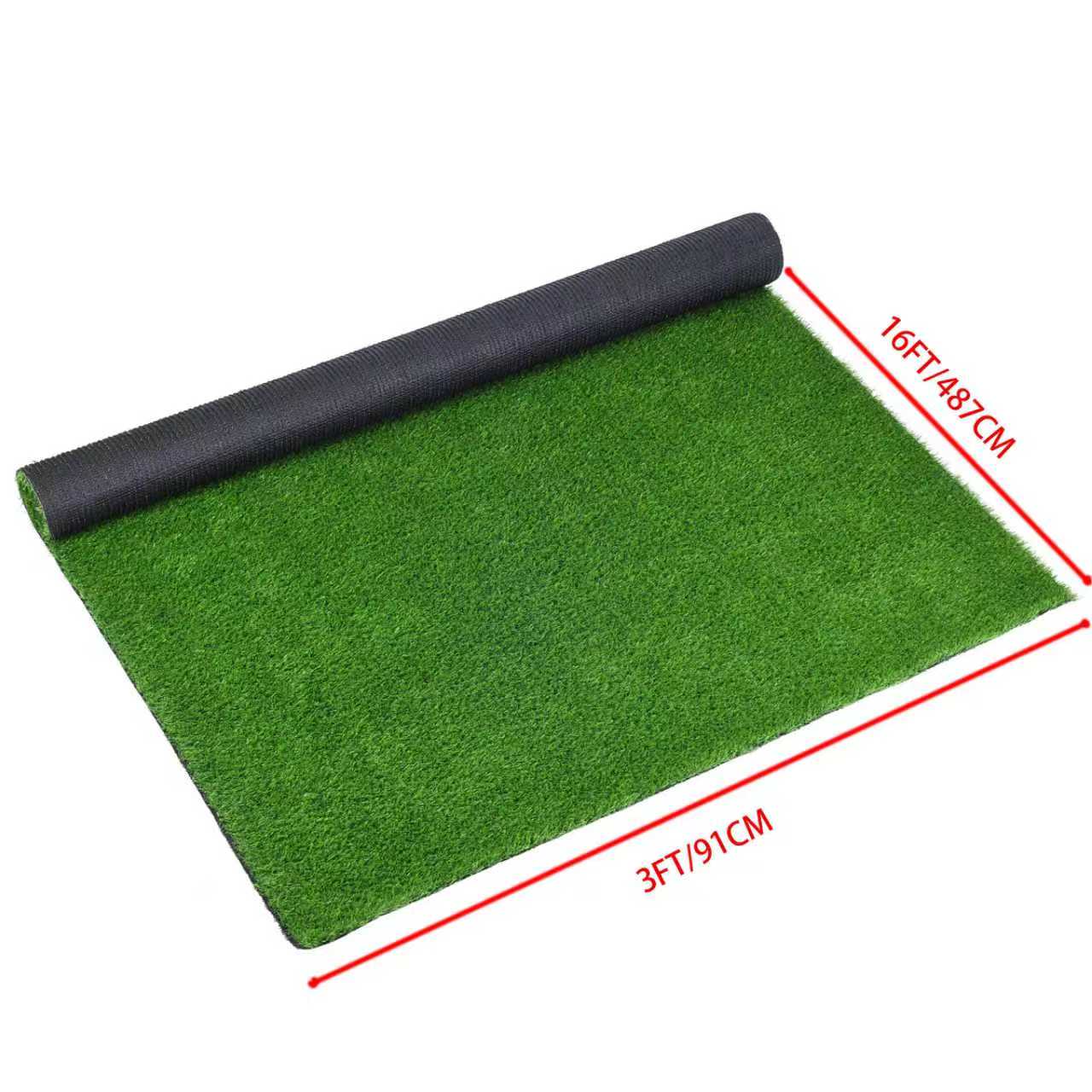 3FTX16FT Outdoor Artificial Grass Runner Rug, Thick Realistic Fake Grass Roll Decor Patio Balcony Garden Lawn, Dog Pets Turf Drain Mat, 0.78 Pile Height