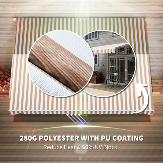 12' X 8' Retractable Awning Patio Awnings Sun Shade Shelter With Manual Crank Handle, 280g/m² UV & Water-Resistant Fabric And Aluminum Frame For Deck, Balcony, Yard, Beige