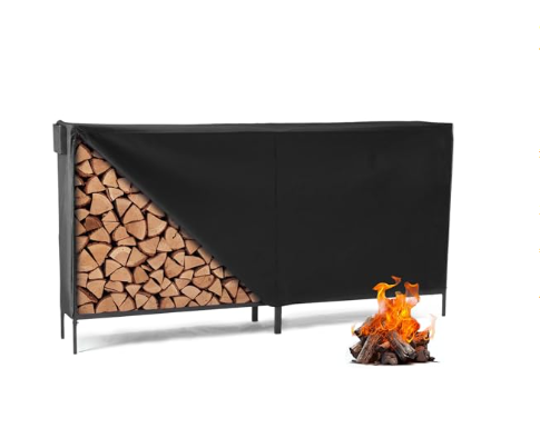 8-foot Heavy-duty Woodpile Storage Rack With A Lid And Zipper For Storing Firewood
