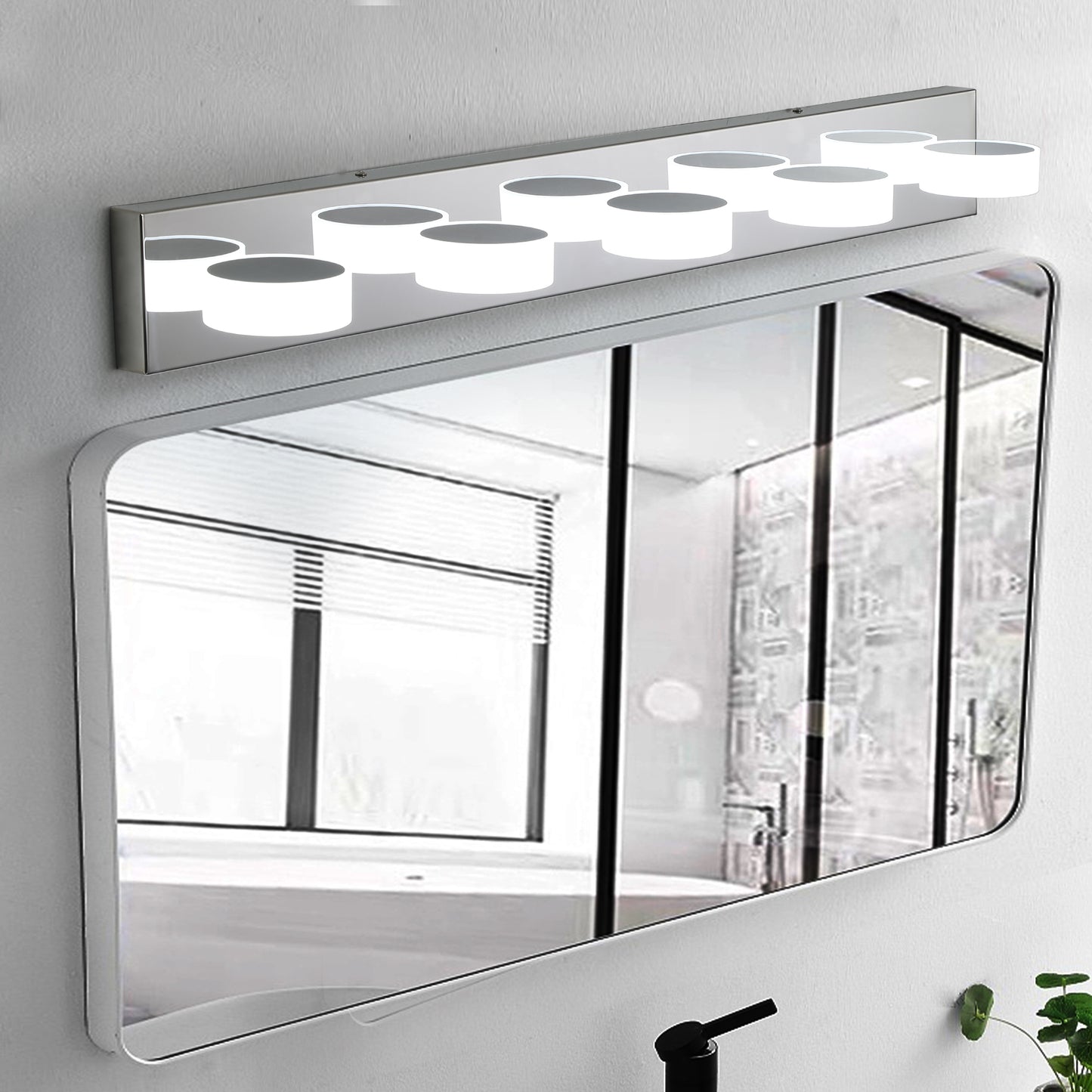 37 Modern 5-Light LED Vanity Light Fixture - Chrome Finish With Acrylic Light Shades - Energy-Efficient Bathroom Wall Sconce - Dimmable For Mirror, Shower, And Bathroom Decor