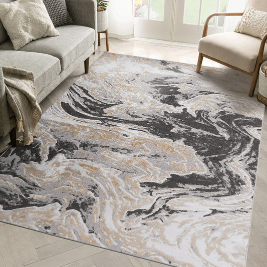PAYAS C Ollection 8X10 Grey Abstract Area Rug