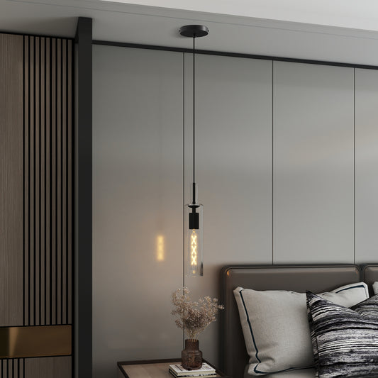 3 Pack Black Pendant Lights Kitchen Island No Bulbs Adjustable Modern Glass Pendant Light Over Island, Industrial Pendant Light Fixtures For Dining Room Hallway Bedroom Living Room