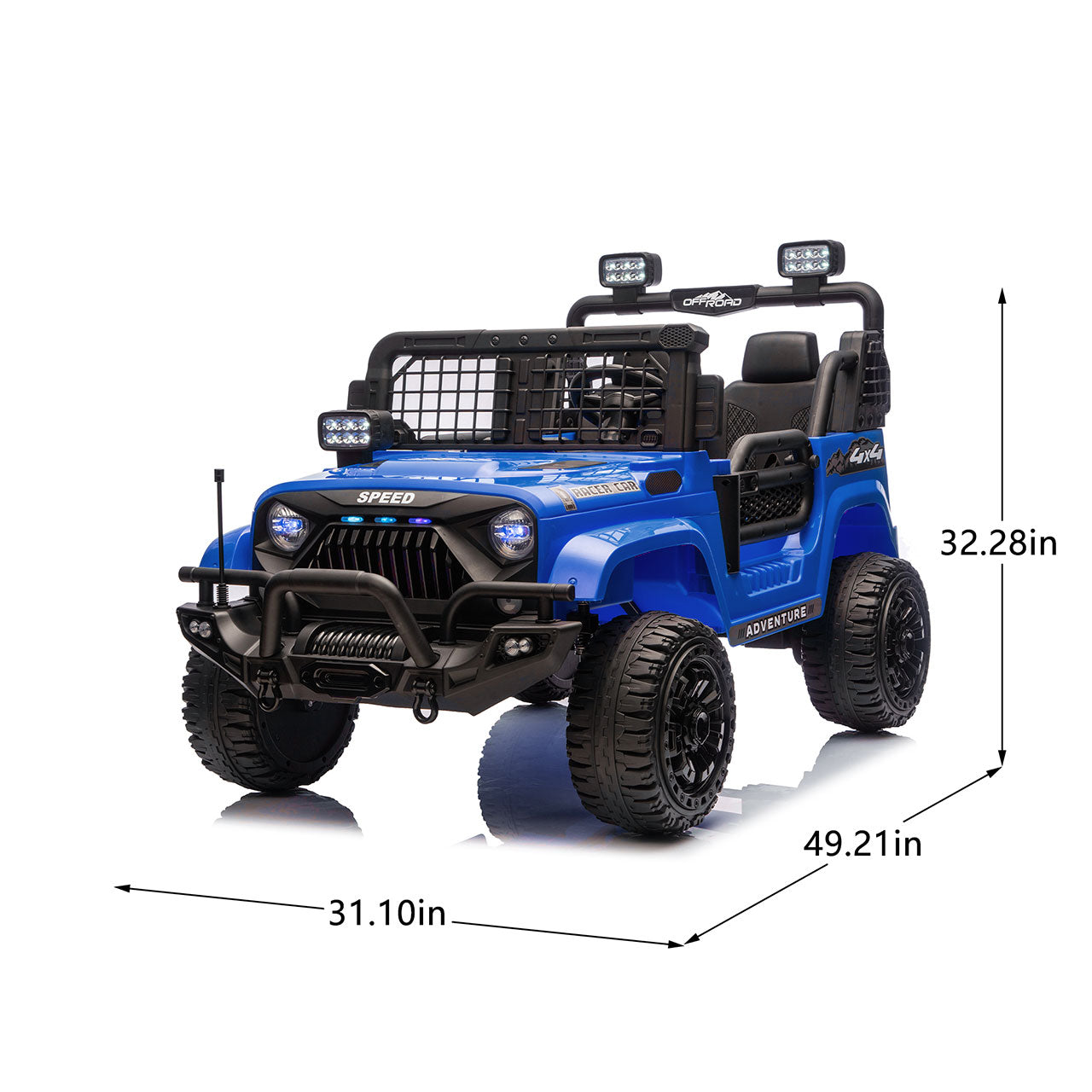 24V Two-seater Kids Ride On Electric Truck Car W Parents Control,2wd,Four-wheel Suspension, 8.66in Ground Clearance, LED & Searchlights, Bluetooth, Music, Provide 3.11-4.97MPH Speed For Kids Aged 2-6