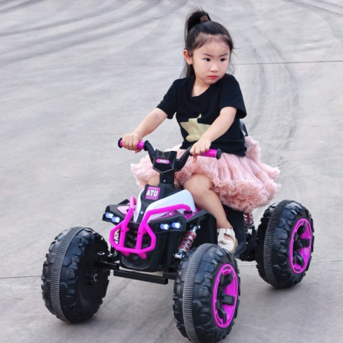 Ride On Toy Car,12V Electric ATV Car For Kids, 4 Wheeler Electric Toy Car With Bluetooth,light,Leather Seaters,,for Boys,Girls,indoor And Out Door