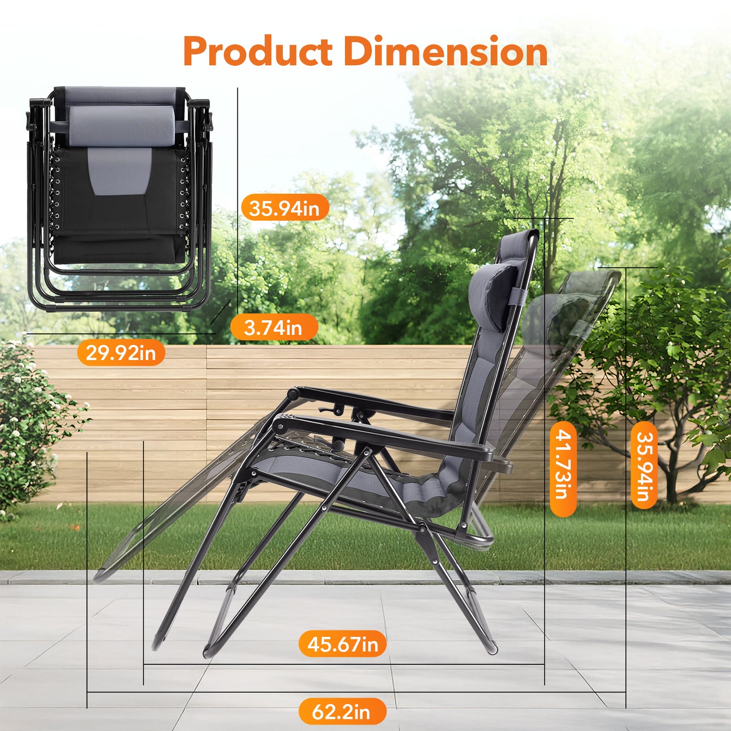 Sleeve-encased Zero-gravity Chair, Heavy-duty Outdoor Recliner, Foldable Anti-gravity Outdoor Leisure Chair