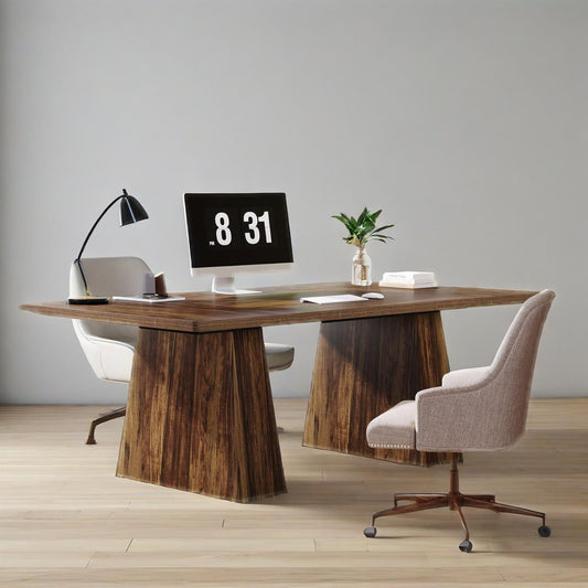 63-Inch Executive Desk, Large Office Computer Desk With Double Pedestal, Modern Simple Workstations Writing Table Conference Table