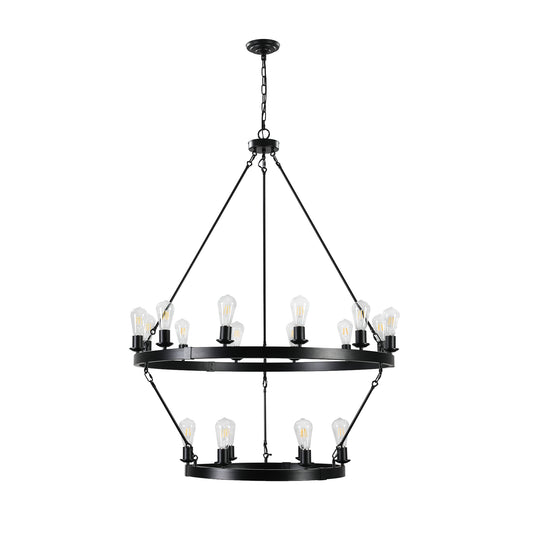 NEW SKU W1340P206659 Retro Style Large 2-Tier Circular Ceiling Ironwork Chandelier