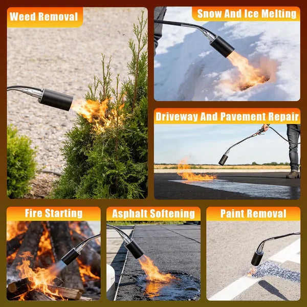 180,000 BTU Propane Weed Torch Heavy Duty Weed Burner Flame Weeder With 10FT Hose Piezo Ignition Adjustable Flame Control For Weeds Ice Snow Asphalt Fire Starting Propane Tank Not Included