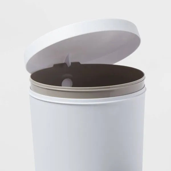 1.6 Gallon Round Step Trash Can, Compact Pedal-Operated Lid, Small Bathroom Bin, Textured White Finish
