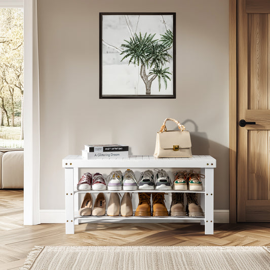 3-Tier Seamless Top Bamboo Shoe Rack