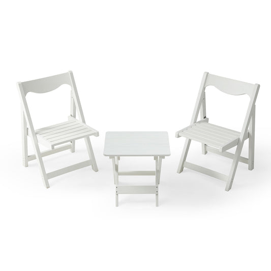 HIPS Foldable Small Table And Chair Set With 2 Chairs And Rectangular Table White