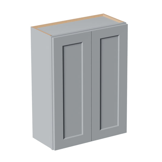 Gray Shaker Solid Wood Wall Cabinet With Soft-Close Doors, Adjustable Shelves - 27 Double Door Storage For Kitchen, Bathroom, Laundry, Garage Easy Assembly, 27 W X 12 D X 36 H