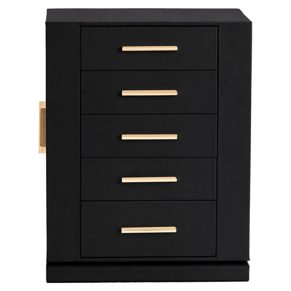 Four Sides With Storage, 5 Drawers That Can Rotate. Black Cabinet Body, Velvet Fabric. Necklace Box.