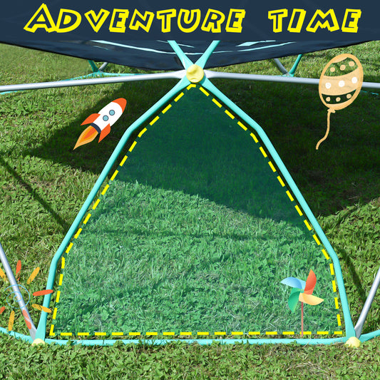 12ft Geometric Dome Climber Play Center, Kids Climbing Dome Tower, Rust & UV Resistant Steel Supporting