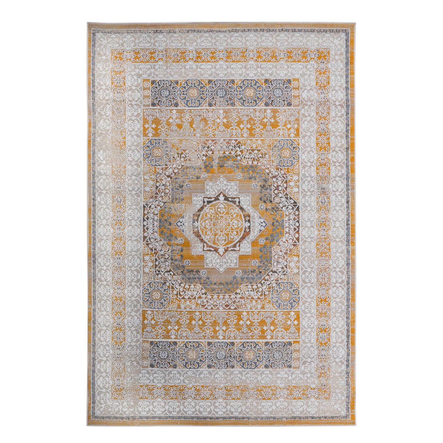 PAYAS 5X7 Cream Ivory Medallion Area Rug