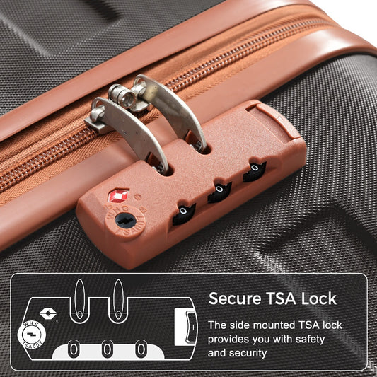 Luggage Sets New Model ABS Hardshell 3pcs Clearance Luggage Hardside Lightweight Durable Suitcase Sets Spinner Wheels Suitcase With TSA Lock 20 24 28 Black And Brown