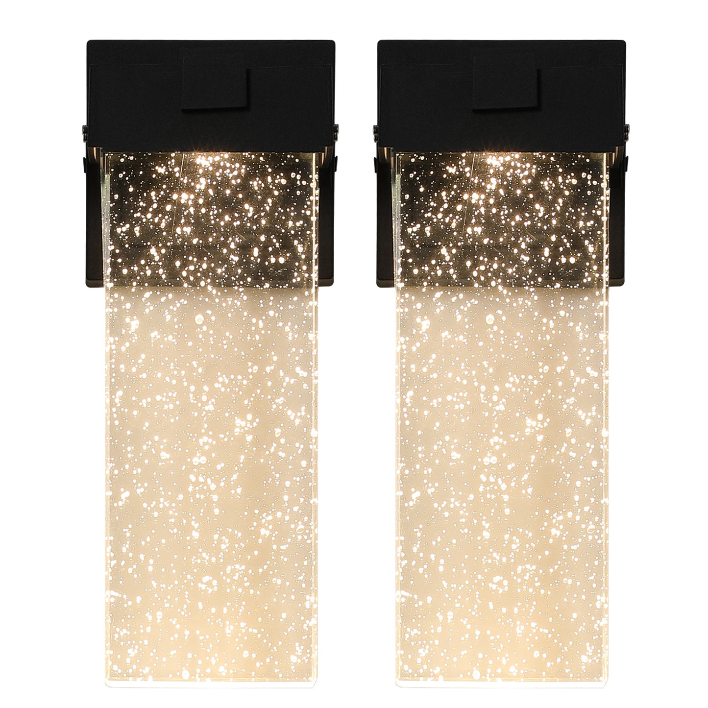 2-Pack Outdoor Wall Light Fixture, Weatherproof LED Wall Sconce With Bubble Crystal And Light Sensor - 12W Per Lamp