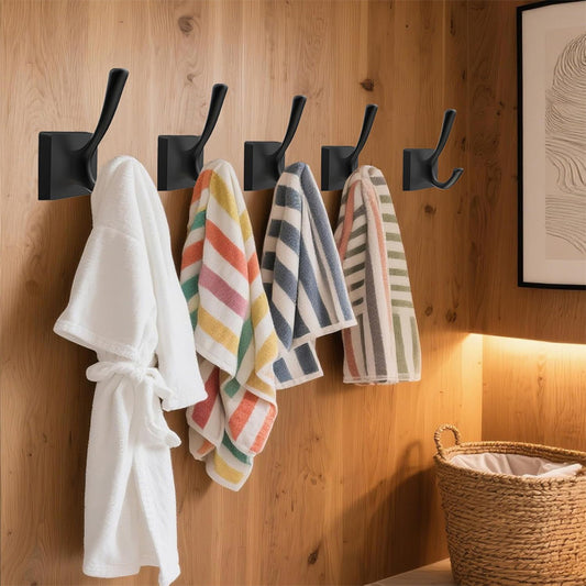 6pcs Black Single Hook Vintage Wall Hanger Minimalist Coat Hooks Wall Mount For Bathroom Kitchen Closet