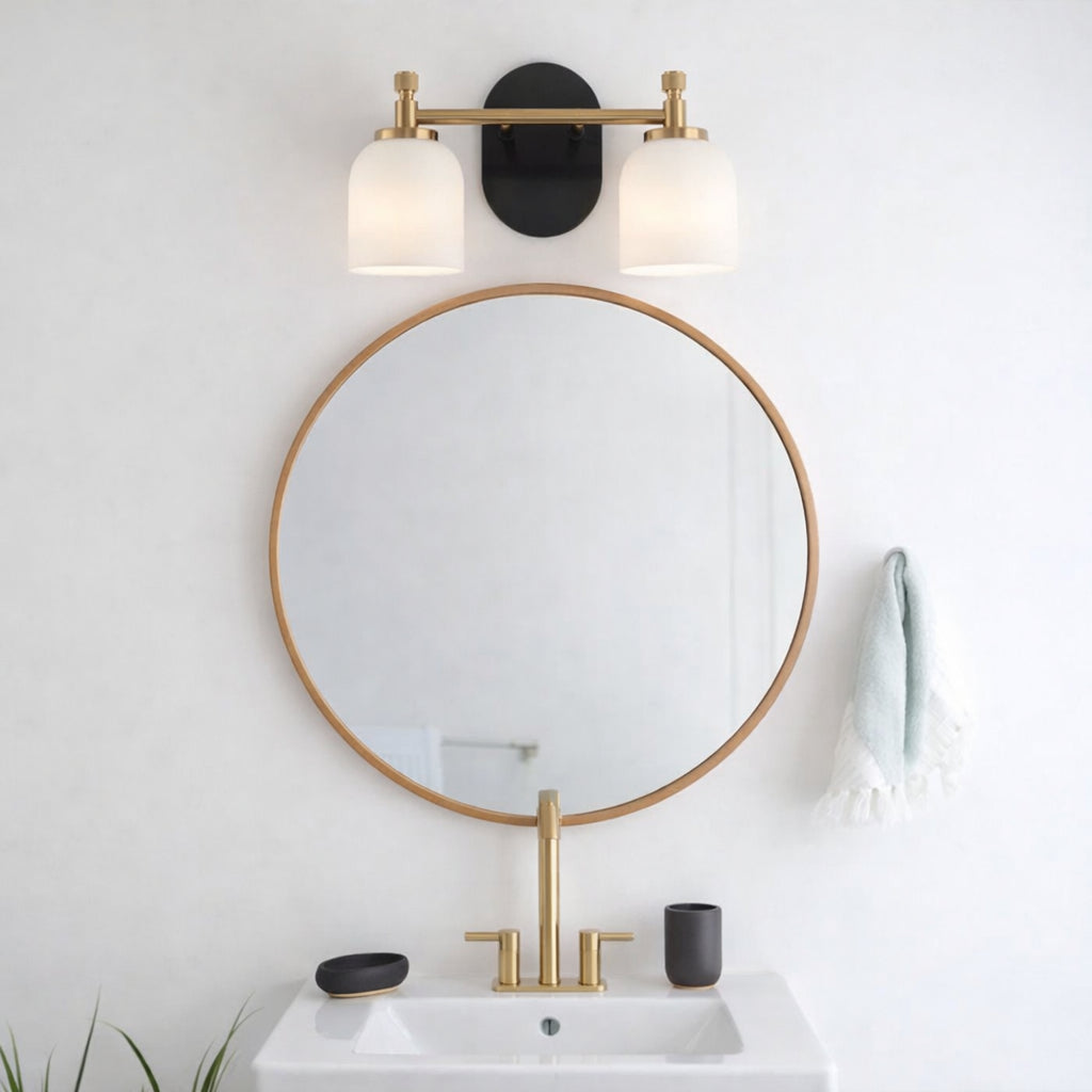 Vortex Traditional Style Two Lights Vanity Over Bathroom Mirror Wall Sconce With White Frosted Glass 12.25 W X 10.125 H X 5.5 E