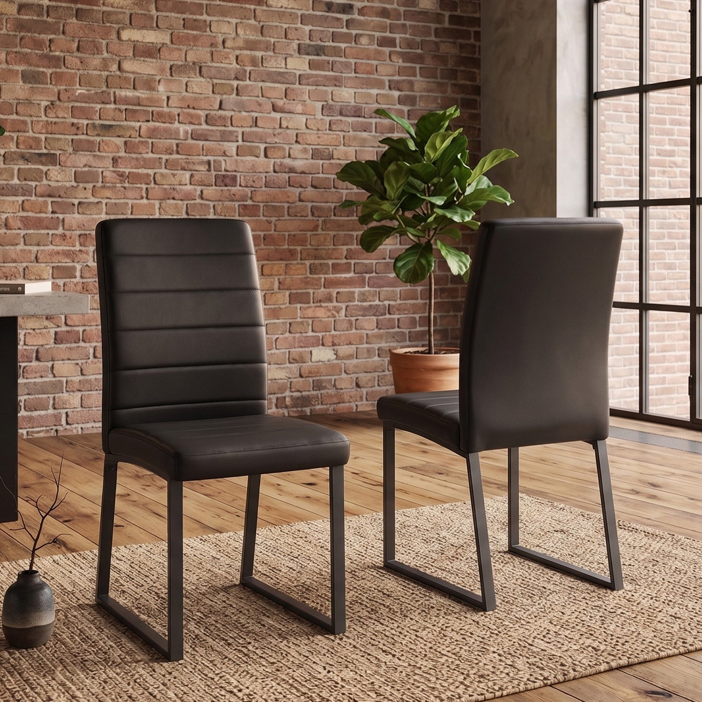 2-Pack - Premium PU Office Dining Chairs With High-density Foam, Sturdy Iron Legs Spray Paint , Multiple Colors. Easy Assembly