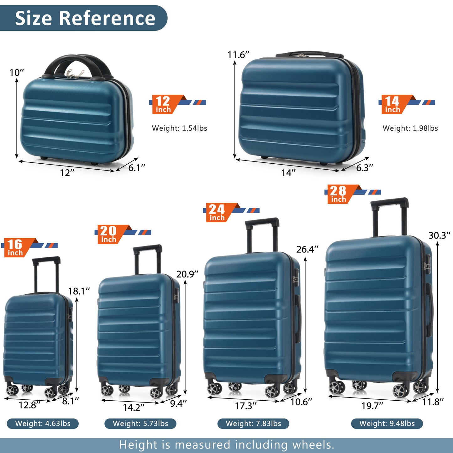 6-Piece ABS Hardshell Luggage Set - Lightweight & Durable Suitcases With Dual Spinner Wheels, Carry-On & Check-In Sizes For Travel & Business