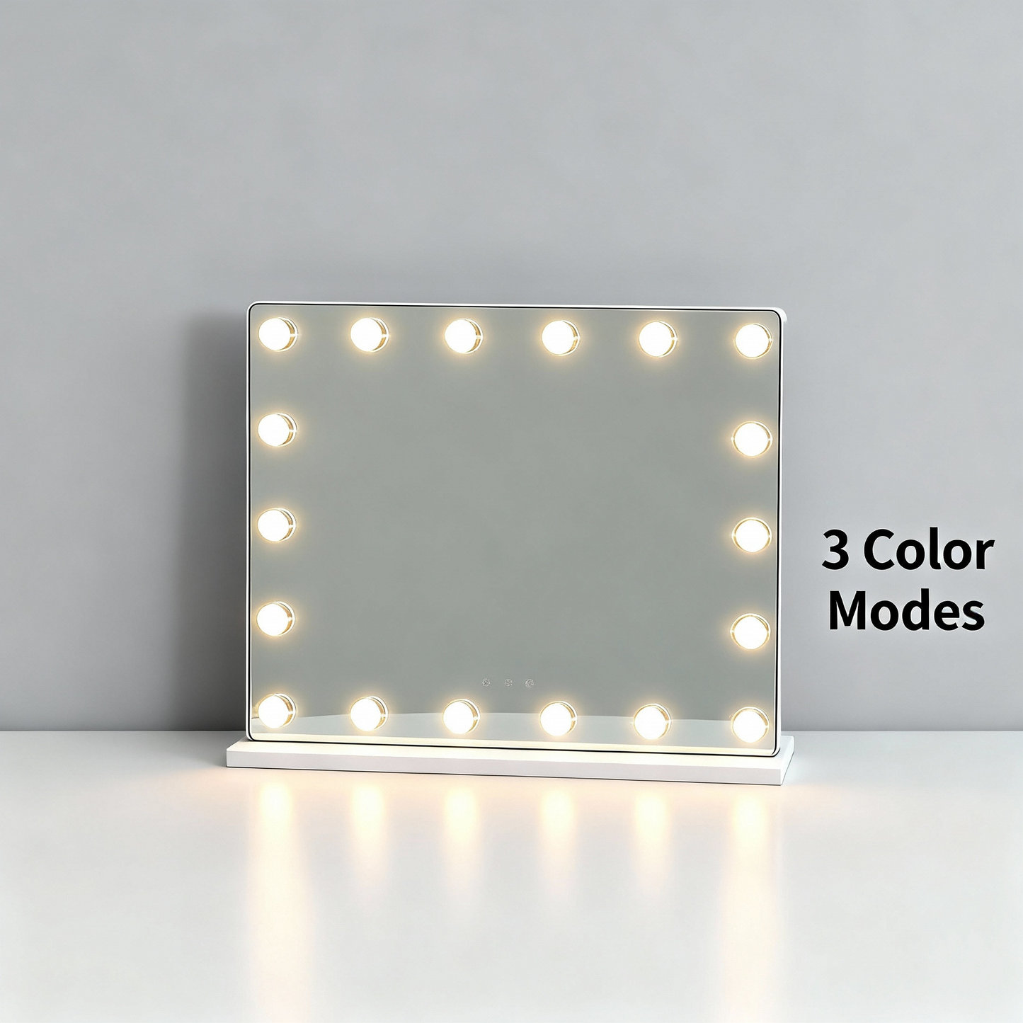 LED Vanity Mirror With 15 Bulbs - Multi Color Lighting Rechargeable Makeup Mirror For Home Use