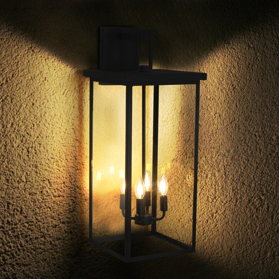 30in H 1pcs 4-Light Black Outdoor Wall Light, Weatherproof Wall Sconces For Porch, Garden, Patio No Bulbs