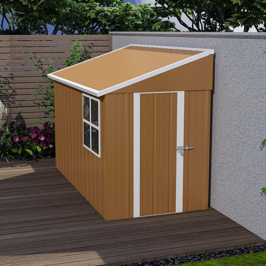 8x4 FT Heavy-Duty Metal Storage Shed With Single Hinged Door Windows & Ventilation - Weatherproof Outdoor Garden Shed For Backyard Lawn And Tool Organization