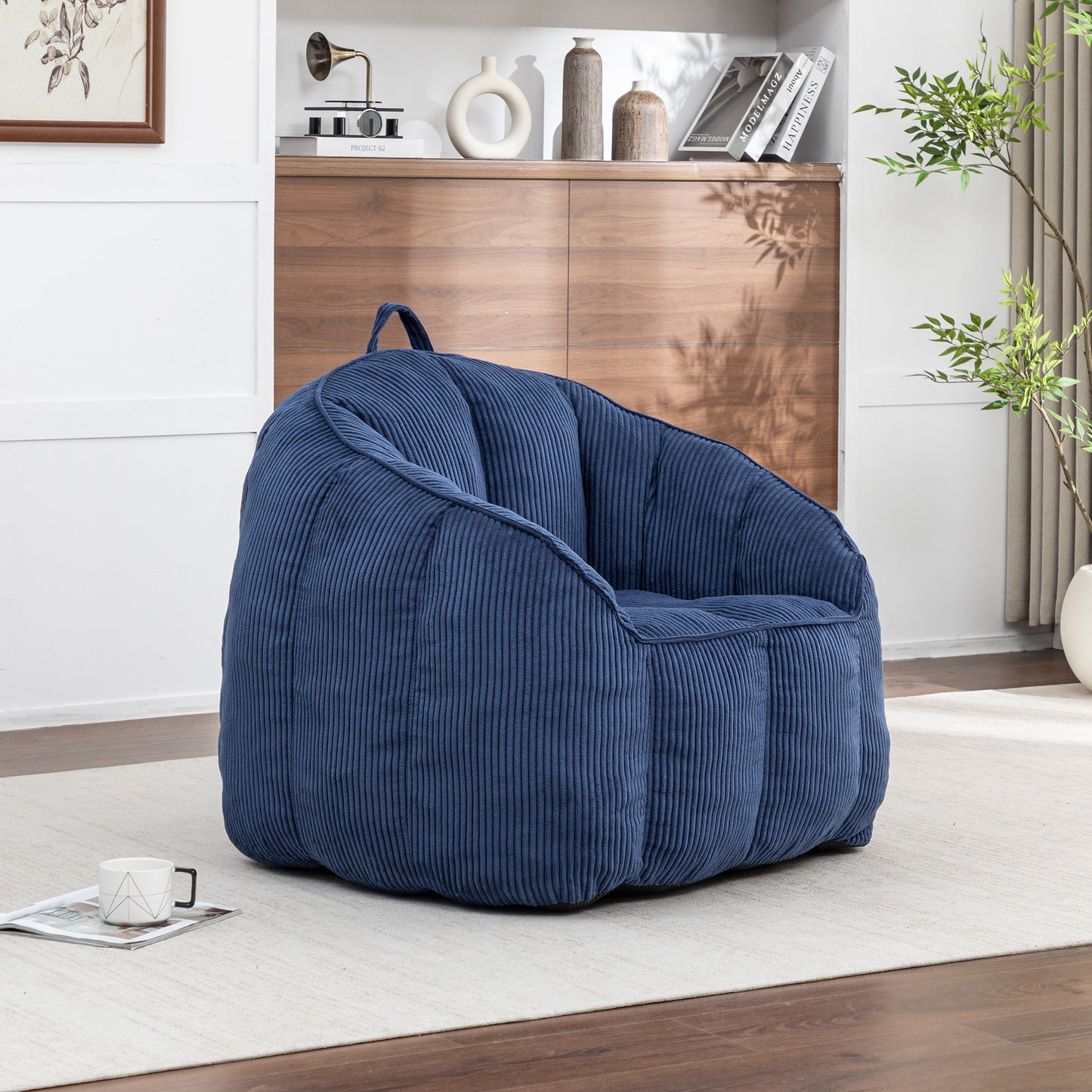 Giant Bean Bag Chair Sofa For Adults Teens, Comfy Corduroy Large Bean Bag Chairs With Armrests For Bedroom Living Room, BeanBag Lazy Sofa Couch Chairs With Filler Included