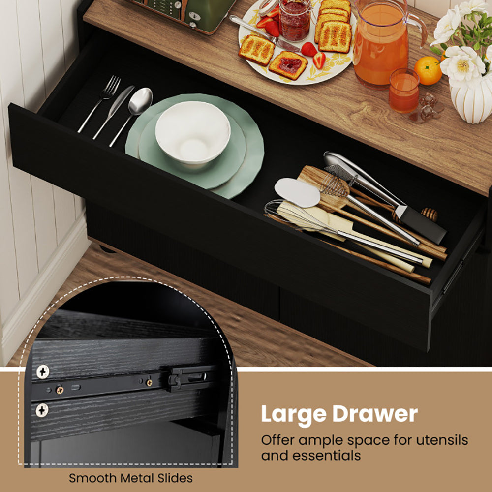 Sideboard Buffet Cabinet With Storage Wooden Kitchen Storage Cabinet With 2 Anti-toppling Devices For Kitchen, Dining Room And Living Room