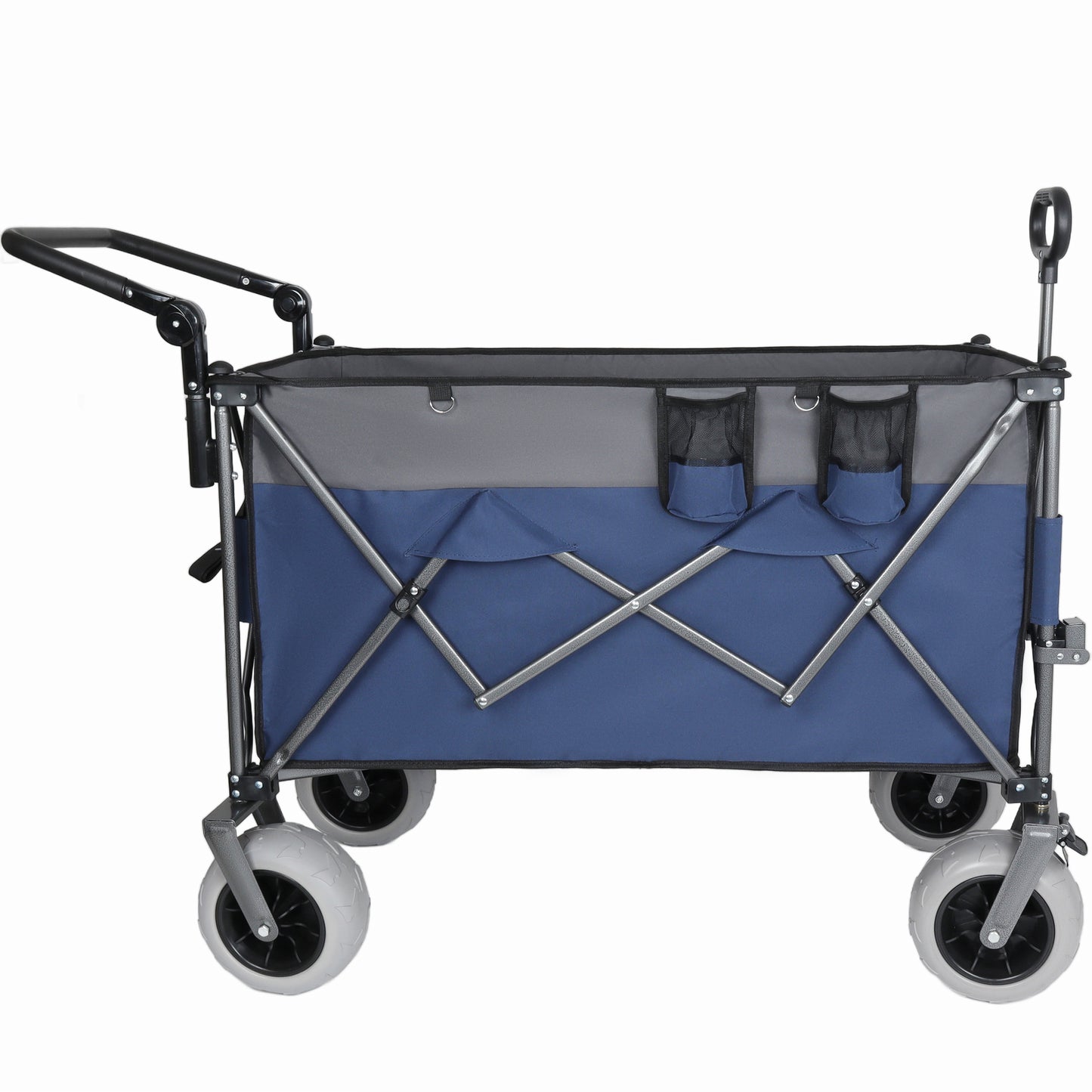 Multi- Functional Push- Pull Folding Wagon Cart With Rotating Handle & 9 X4 Beach Tires For Camping & Beach -300L XL Heavy- Duty 480lbs Load Large Capacity For Transport Groceries And Outdoor Use
