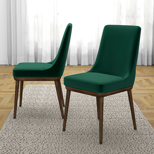 Fast Delivery Kate Mid-Century Modern Dining Chair Set Of 2 With Velvet Upholstery And Solid Wood Structure For Living Room Bedroom Outdoor Lounge