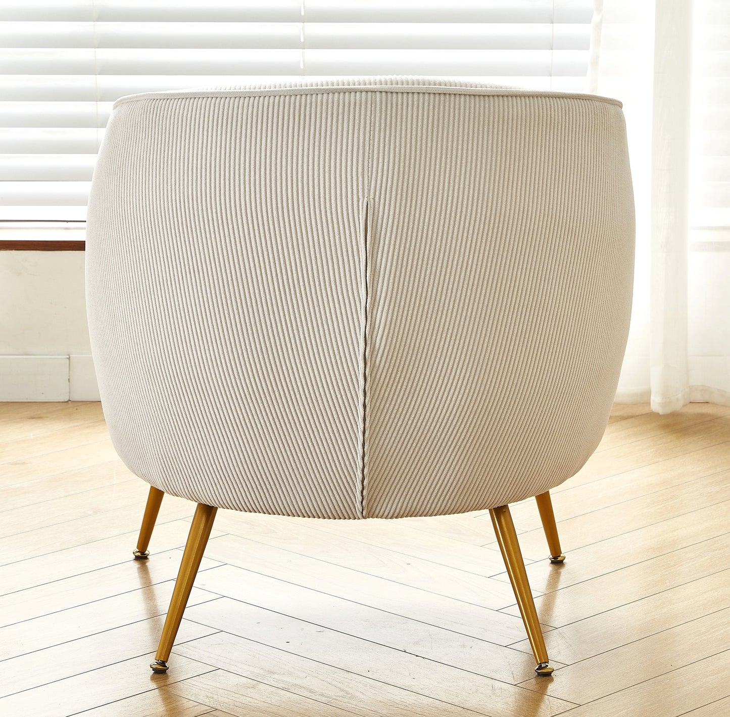 Corduroy Accent Chair With Gold Metal Legs, Modern Upholstered Armchair, Comfy Barrel Chair For Living Room Bedroom