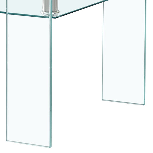 Rectangle Clear Glass Coffee Table, Modern Glass Coffee Table For Living Room, 2-Tier Storage Center Coffee Table,Tempered Glass Tea Table