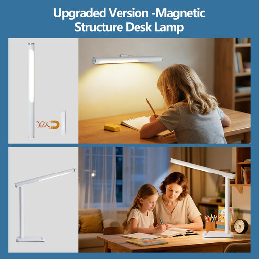 LED Desk Lamp 360 Adjustable, USB Charging Port, 5 Light Modes & Dimmable Brightness, Bedside Lamp For Reading, Craft, Work, Study White