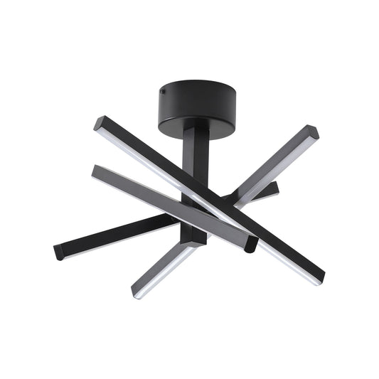12 Inch Modern LED Ceiling Light, Geometric Starburst Design With Black Finish For Living Room, Bedroom, And Hallways
