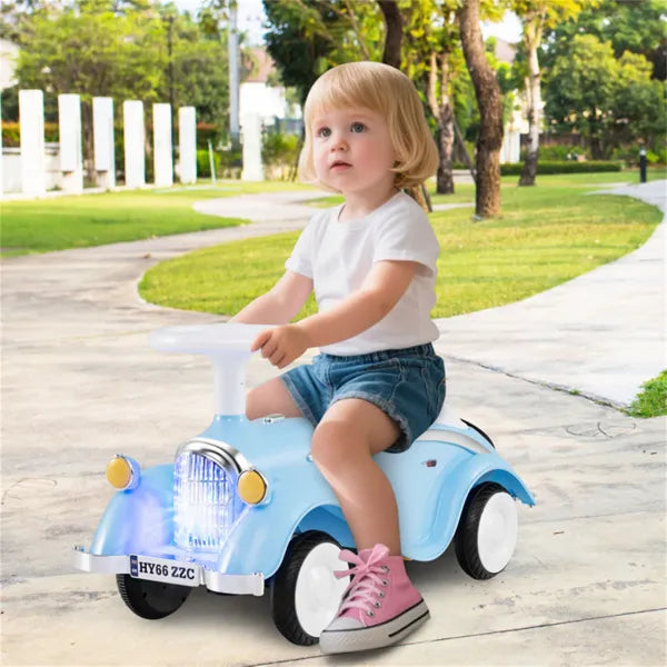 Kids Ride On Sliding Car, Foot-to-Floor Toy With LED Lights & Horn (Blue 19-36 Months)