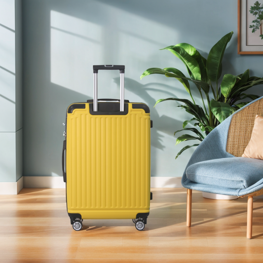 Lemon Yellow 3-Piece Premium ABS Luggage Set-20, 24, And 28 Suitcases With Multi-Position Handle, Silent Spinner Wheels, And TSA-Approved Lock-Durable, Stylish, And Spacious Travel Gear
