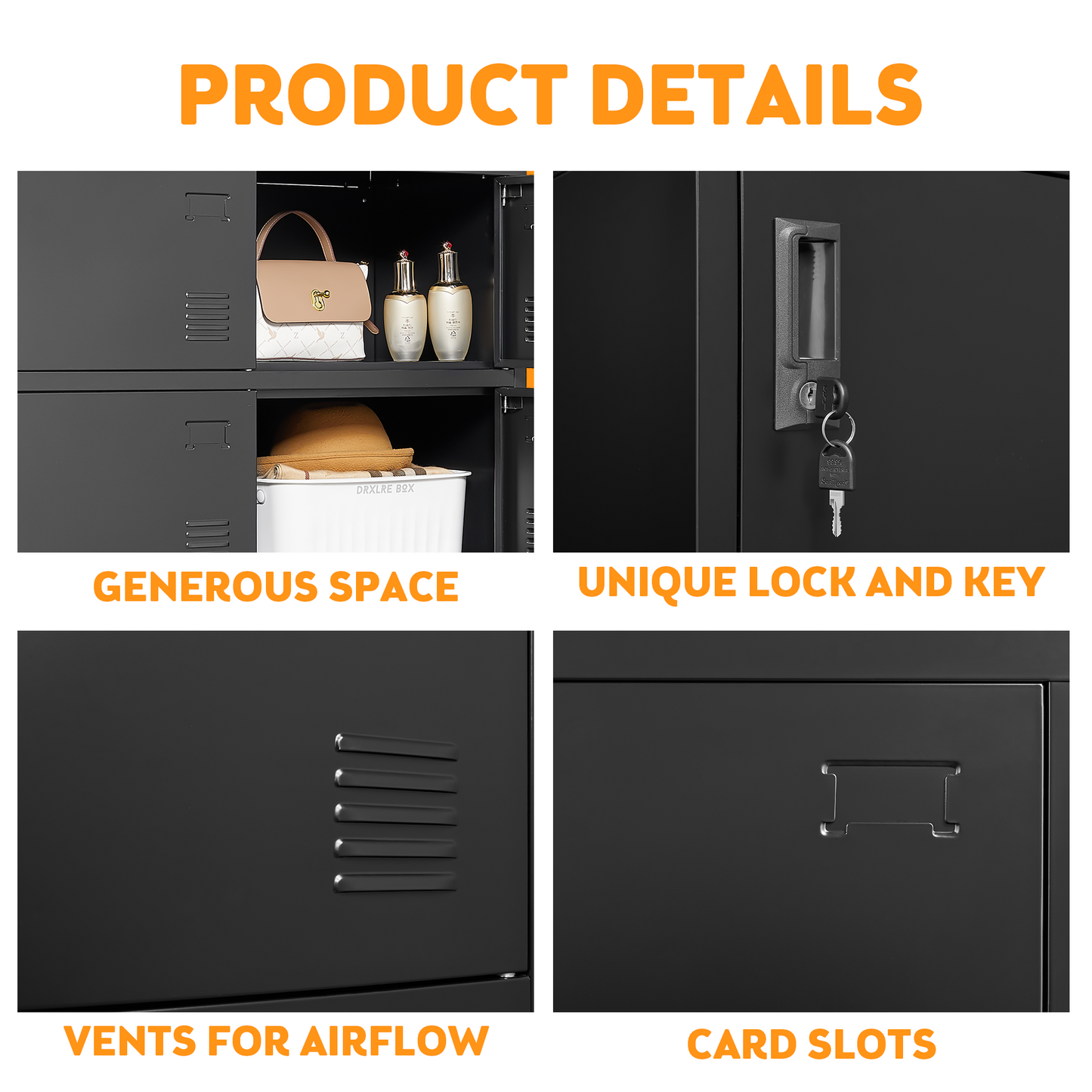 9-Door Employee Storage Locker, Metal Lockers For Office, Gym, School, And Homewith Card Slot Black