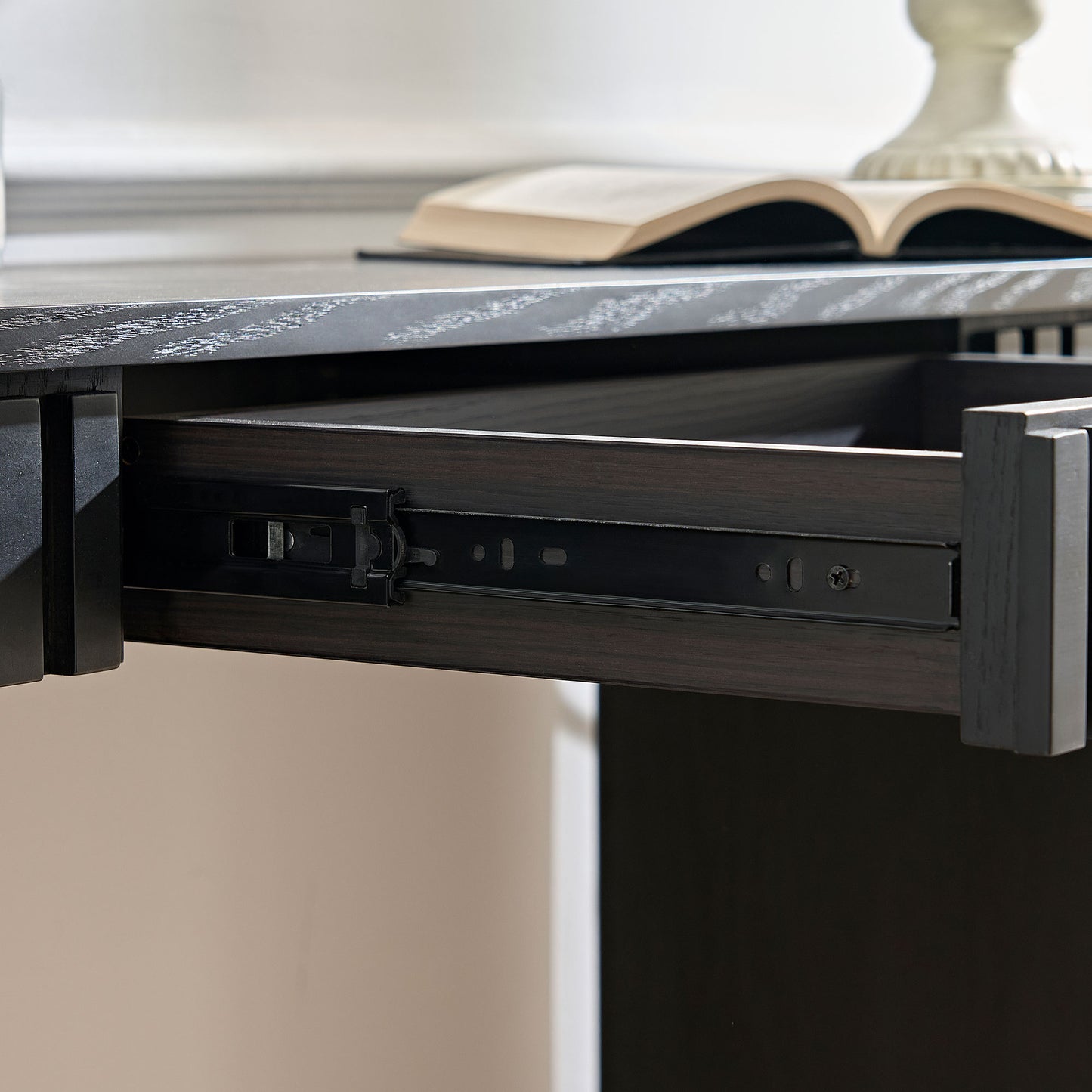 59.05 Modern Console Table With Drawer For Entryway With Unique Vertical Stripe Design For Living Room Hallway Foyer Entrance Study,BLACK Same Sku W876P439956