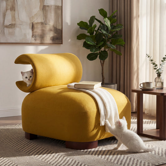 Modern Yellow Polyester Accent Chair For Living Room - Pet-Friendly, 330 Lbs Weight Capacity, Stylish & Durable Design