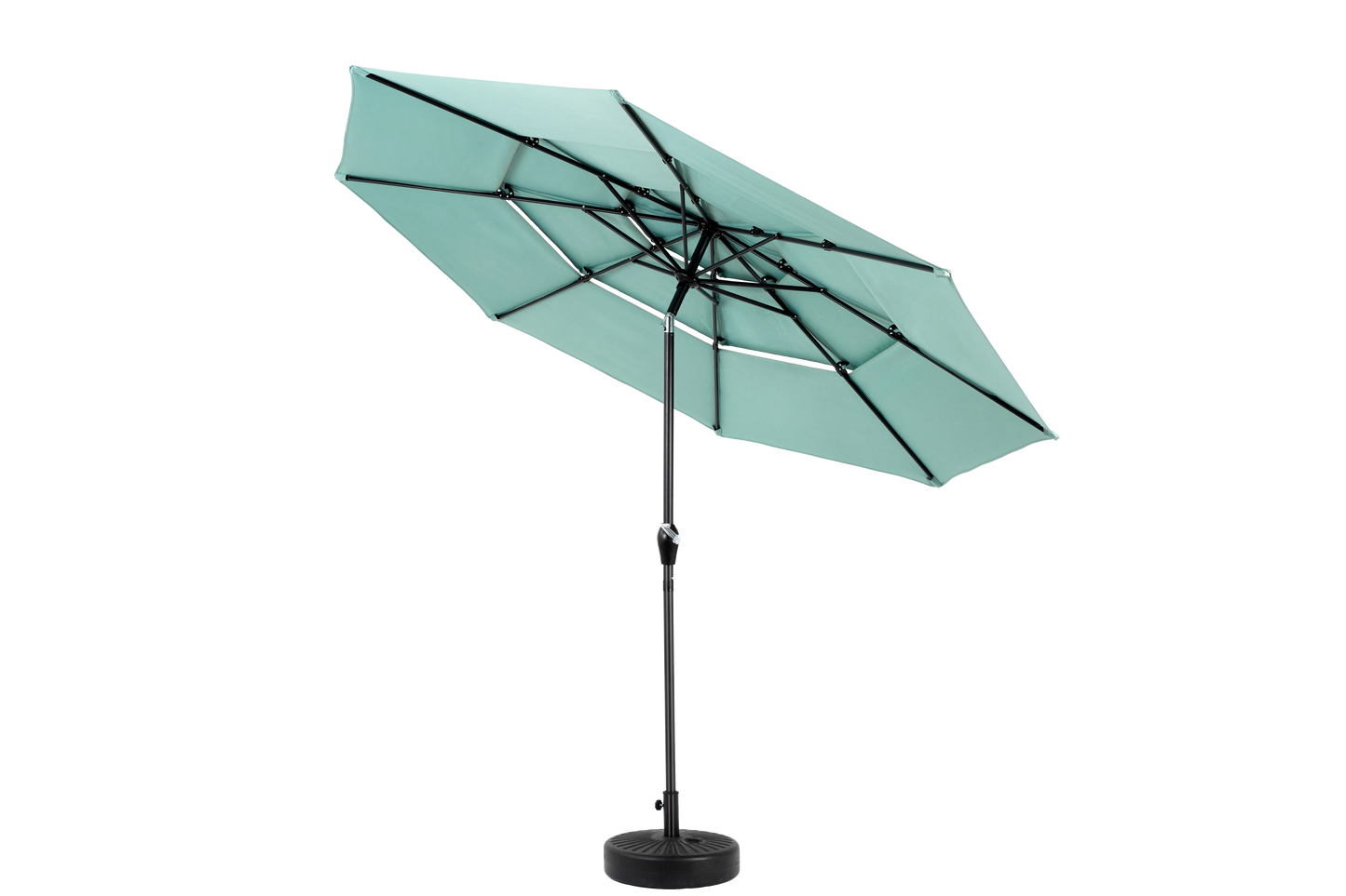 Aluminium 10ft 3 Tier Auto-tilt Umbrella ,Outdoor Patio Umbrella - Market Table Pool Deck Umbrella Base Not Included Light Green
